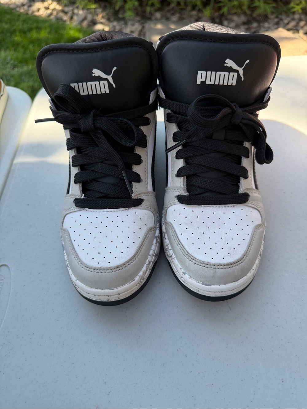 Puma Kids' High-Top Sneakers in White, Black and Gray
